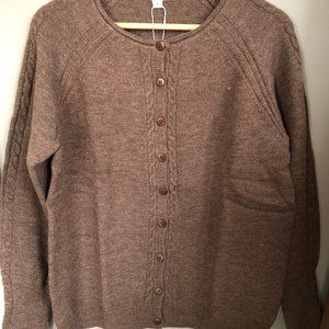 NWT, Coffee Long Sleeve Cardigan, Size Large